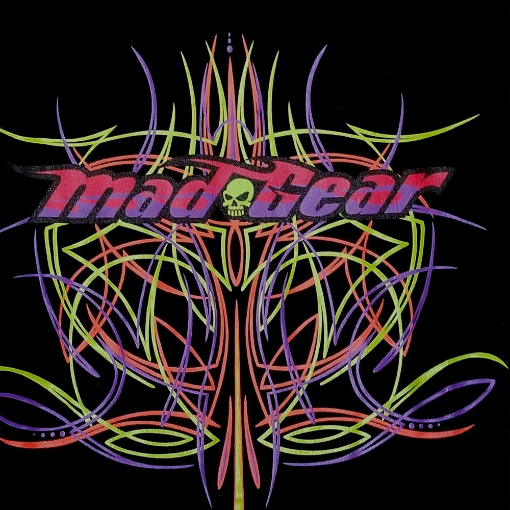 Mad Gear Shirt Mens 4XL Black Short Sleeve Neon Skull Front Back Graphic Logo